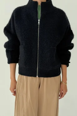 Alpaca Zip Front Jacket (Black)