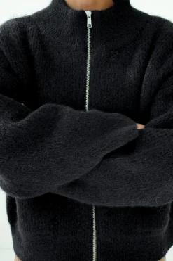 Alpaca Zip Front Jacket (Black)