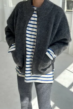 Alpaca Zip Front Jacket (Charcoal)