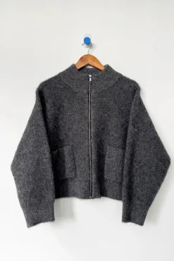 Alpaca Zip Front Jacket (Charcoal)