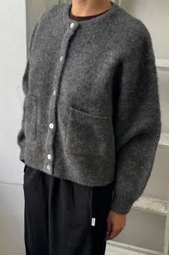 Amélie Alpaca Cardigan (Charcoal)