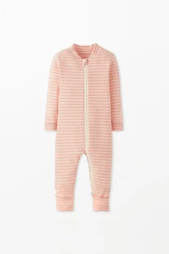 Baby Striped Zip Sleeper (Blush)