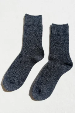 Cashmere Pointelle Socks (Charcoal)