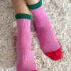 Color Block Girlfriend Socks (Rose/Green)