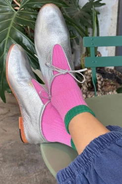 Color Block Girlfriend Socks (Rose/Green)
