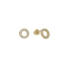 CZ Circle Cutout Studs (Solid Gold)