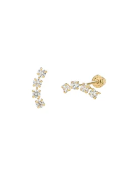 CZ Curved Studs (14K Solid Gold)