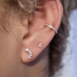 CZ Tri Studs (Solid Gold)