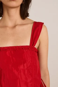 Elina Midi Dress (Red Tafetta)