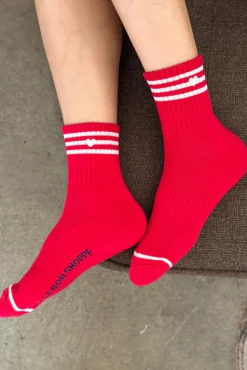 Embroidered Girlfriend Socks (Red)