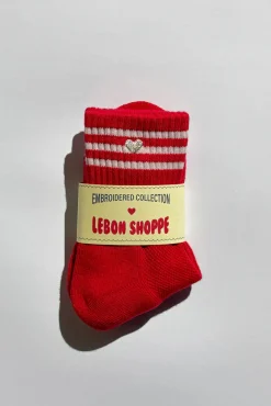 Embroidered Girlfriend Socks (Red)