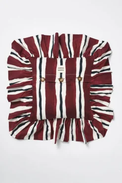 Frilly Cushion (Burgundy Stripe)