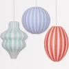 Hanging Paper Stripy Lantern Decoration x 3