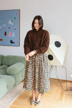 Harper Shirred Midi Dress (Leopard)