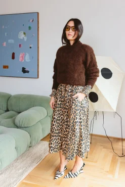 Harper Shirred Midi Dress (Leopard)