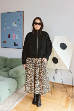 Harper Shirred Midi Dress (Leopard)