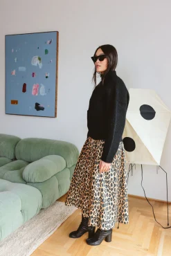 Harper Shirred Midi Dress (Leopard)