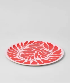 Large Round Birch Serving Tray (Red)