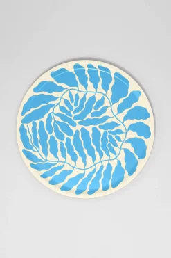 Large Round Birch Serving Tray (Sky Blue)