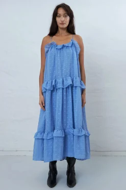 Maxi Strap Frill Dress (Summer Blue)