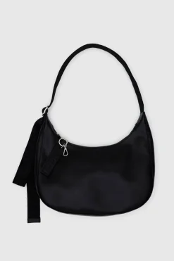 Medium Recycled Leather Crescent Bag (Black)
