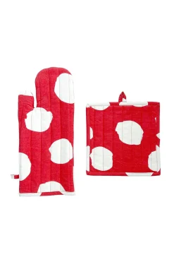Oven Mitt & Potholder Set (Dot Red)