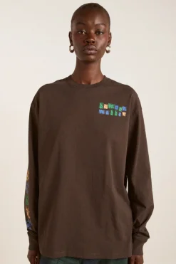 Patchwork Quilt Long Sleeve Tee (Coffee Bean)