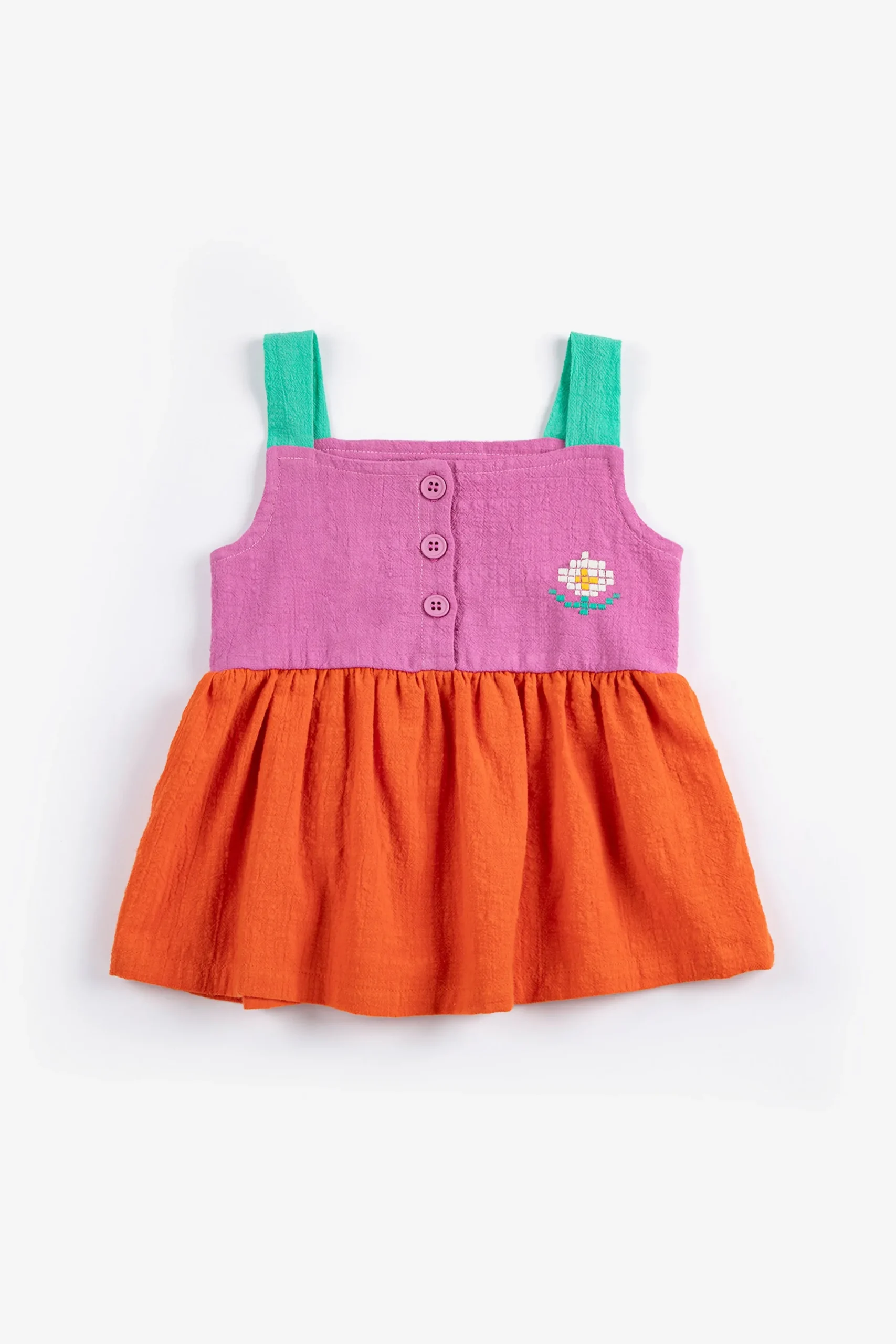 Pixel Daisy Color Block Woven Dress (Baby)