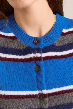 Sofie Merino Wool Vest (Blue Stripe)