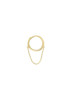 Solid Gold Dangle Chain Huggie (Single)