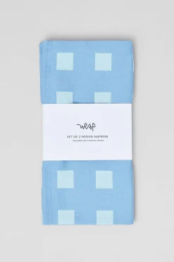 Squares Napkin Set (Blue/Soft Aqua)