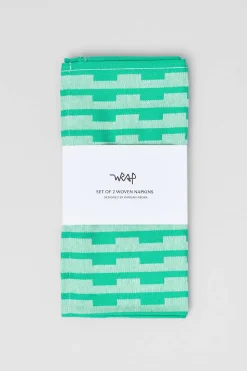 Stripes Napkin Set (Turquoise/Natural)