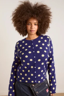 Tabitha Merino Reversible Cardigan (Navy/Butter)