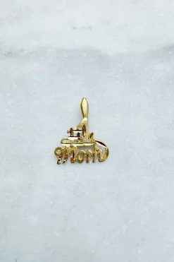 Vintage Solid Gold Charm (Small #1 Mom)