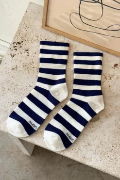 Wally Sock Stripe Wide (Navy Stripe)