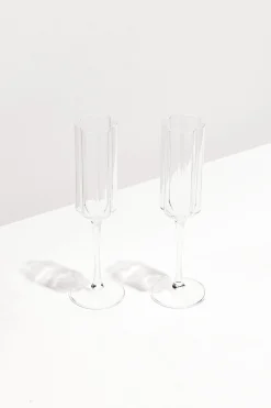 Wave Flutes Glass Set (Clear)
