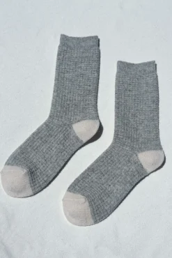 Wool Waffled Socks (Stone/ Cream)